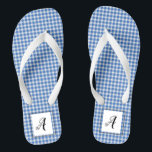 Blue Gingham Monogram Flip Flops<br><div class="desc">Adorable blue gingham with space for your initial</div>