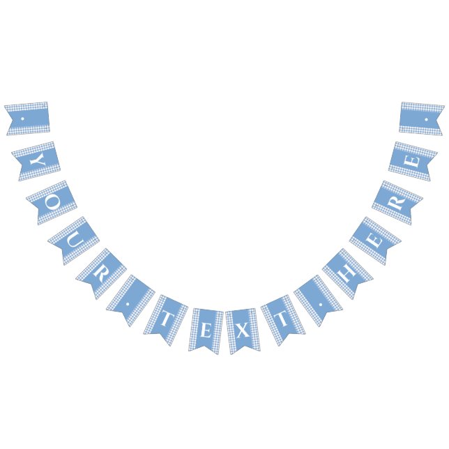 Blue Gingham Monogram Picnic Bunting Banner (All)