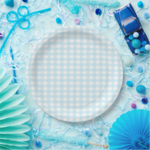 Blue Gingham Paper Plate