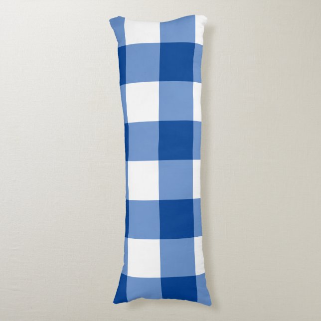 Blue gingham pattern body cushion (Front Vertical)