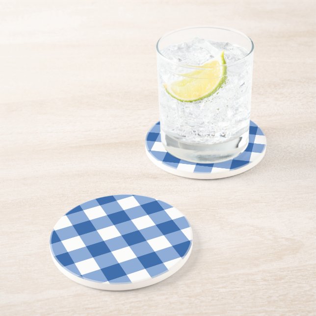 Blue gingham pattern coaster (Side)