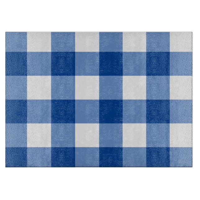 Blue gingham pattern cutting board (Front)
