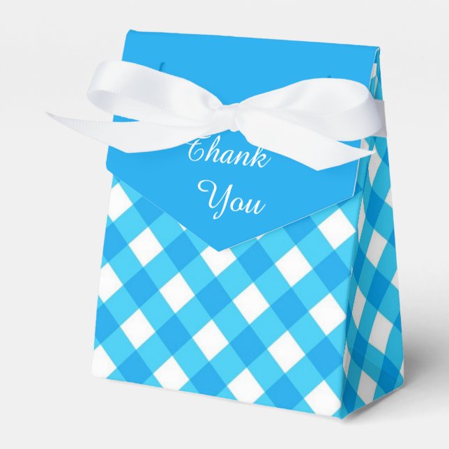 Blue Gingham Pattern Favour Box (Front Side)