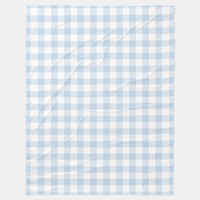 Blue Gingham Pattern Fleece Blanket (Front)