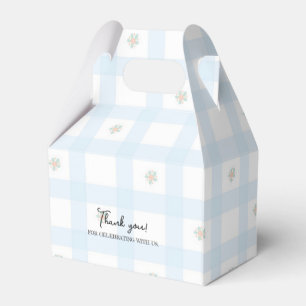 Blue Gingham Pattern Floral Cartoon Party Supplies Favour Box