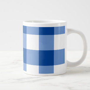 Blue gingham pattern large coffee mug