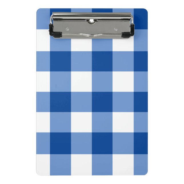 Blue gingham pattern mini clipboard (Front)