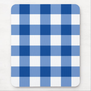Blue gingham pattern mouse mat