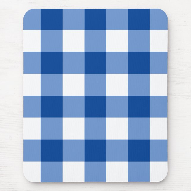 Blue gingham pattern mouse mat (Front)