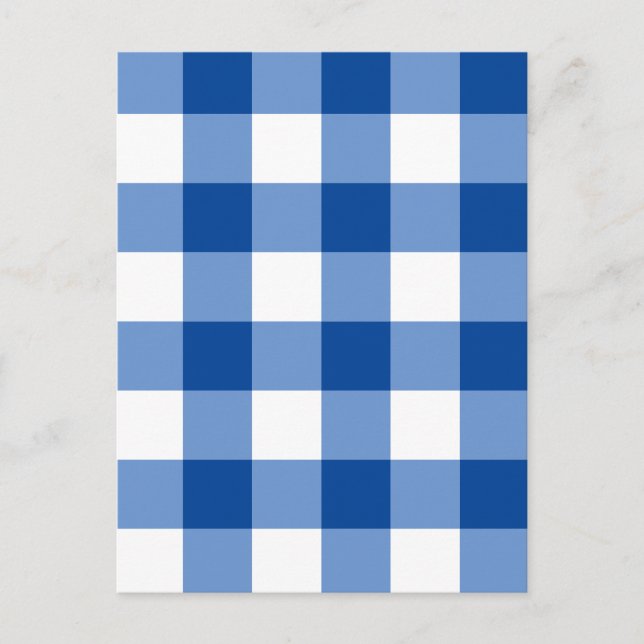 Blue gingham pattern postcard (Front)