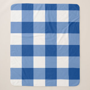 Blue gingham pattern sherpa blanket
