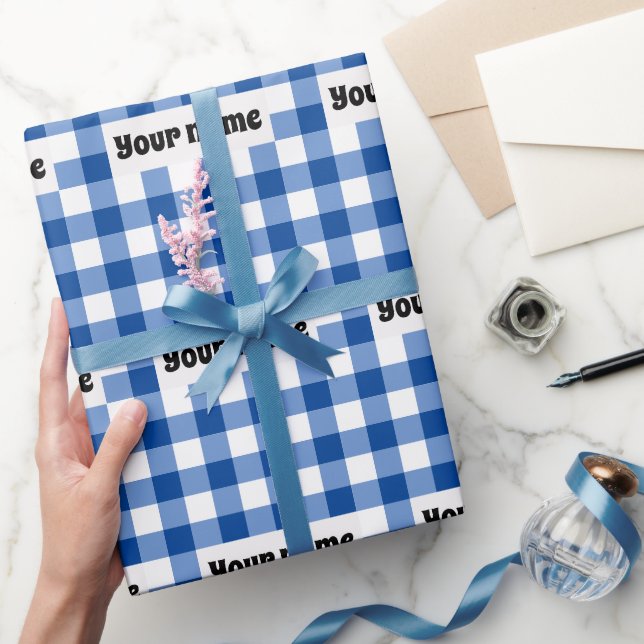 Blue gingham pattern wrapping paper (Gifting)