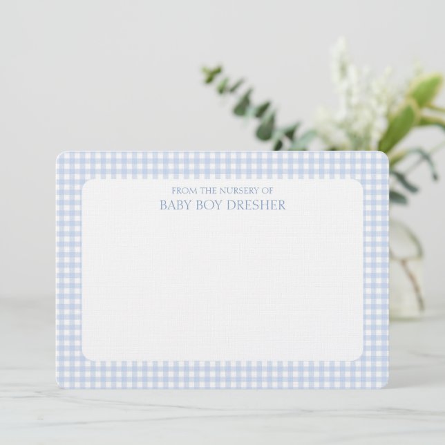 Blue Gingham Personalised  Card (Standing Front)