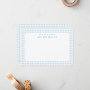 Blue Gingham Personalised  Card