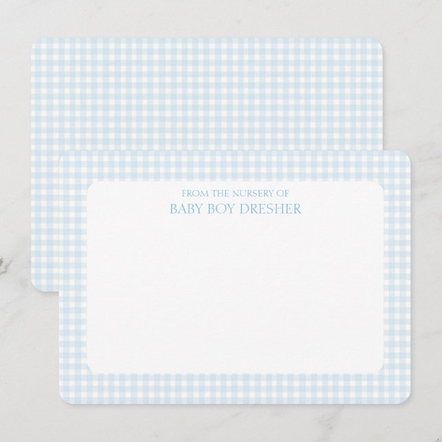 Blue Gingham Personalised  Card (Front/Back)