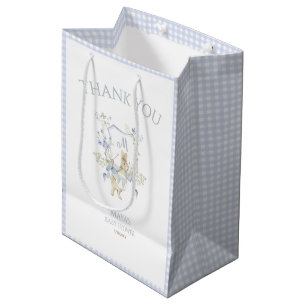 Blue Gingham Peter the Rabbit Baby Shower MUTED BL Medium Gift Bag