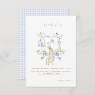 Blue Gingham Peter the Rabbit Baby Shower MUTED BL Thank You Card