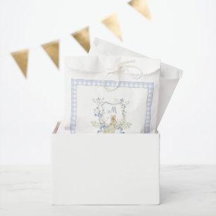 Blue Gingham Peter the Rabbit Monogram Baby Shower Favour Bags
