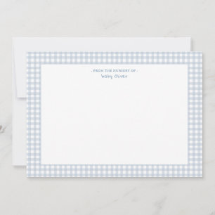 Blue gingham Petite check Baby thank you  Card