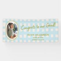 Blue Gingham Photo Congrats Grad Celebration