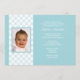 Blue Gingham Photo Invitation