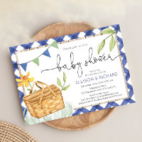 Blue gingham picnic baby shower Picnic in the park