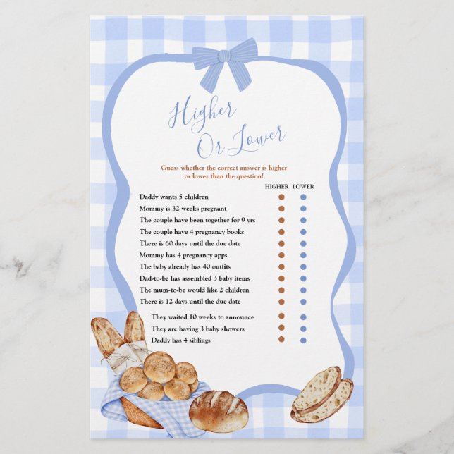 Blue Gingham Plaid Bun in the ove Higher or Lower  (Front)