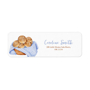 Blue Gingham Plaid Bun in the oven Address Label
