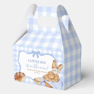 Blue Gingham Plaid Bun in the oven Favour Box