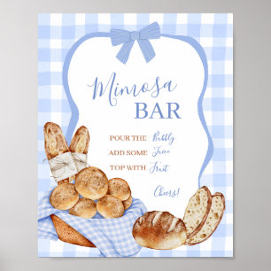 Blue Gingham Plaid Bun in the oven Mimosa Poster