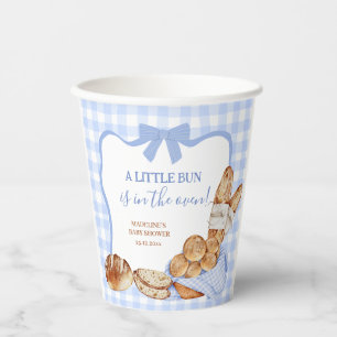 Blue Gingham Plaid Bun in the oven Paper Cups