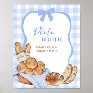 Blue Gingham Plaid Bun PhotoBooth Party Sign