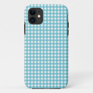 Blue gingham plaid check pattern iphone 5S case