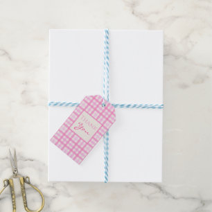 Blue Gingham Plaid Chequered Pattern Gift Tags