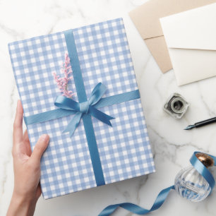 Blue Gingham Plaid Wrapping Paper