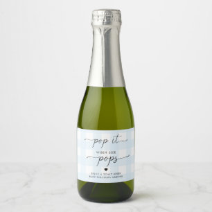 Blue Gingham Pop It When She Pops Favour Wine Labe Sparkling Wine Label