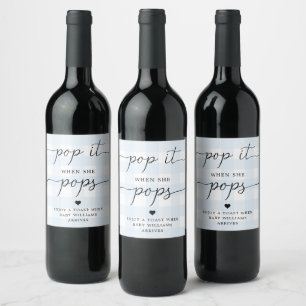 Blue Gingham Pop It When She Pops Favour Wine Labe Wine Label