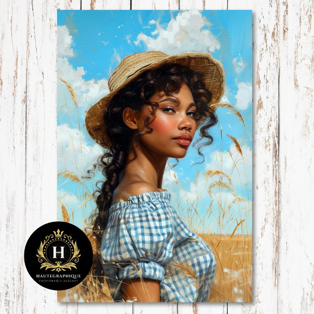Blue Gingham Prairie Girl Countryside Decoupage Tissue Paper (Creator Uploaded)