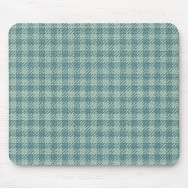 Blue Gingham Print Mouse Mat (Front)
