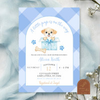 Blue Gingham Puppy Baby Shower