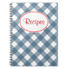 Blue Gingham Recipe Notebook