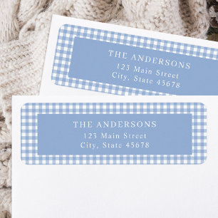 Blue Gingham Return Address