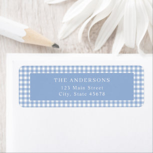 Blue Gingham Return Address