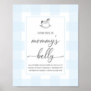 Blue Gingham Rocking Horse How Big Is Her Belly Poster
