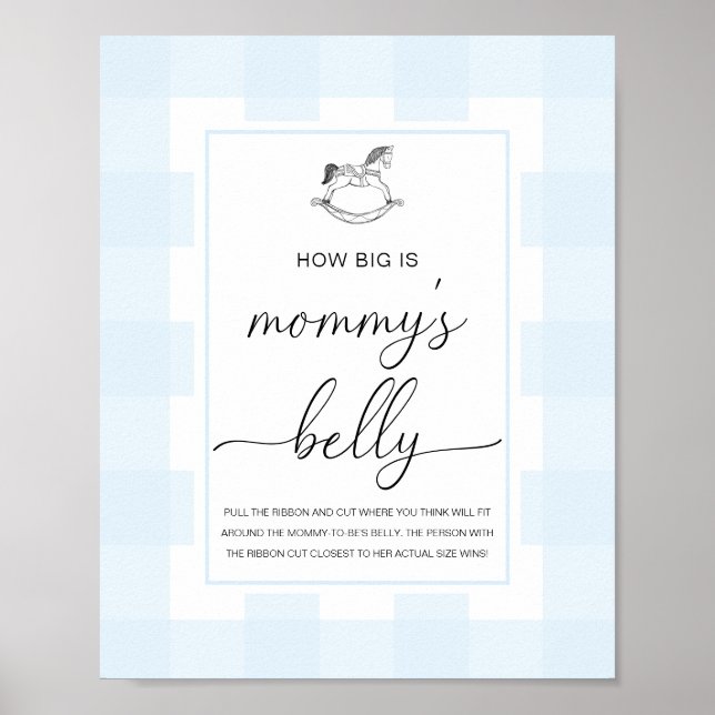 Blue Gingham Rocking Horse How Big Is Her Belly Poster (Front)