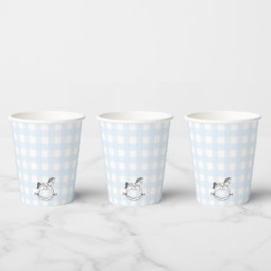 Blue Gingham Rocking Horse Paper cup