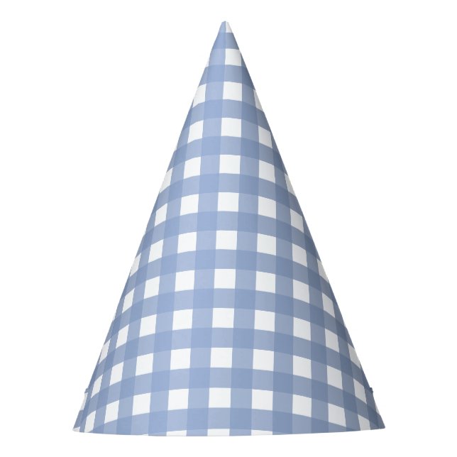 Blue Gingham Serenity Blue Design Party Hat (Front)