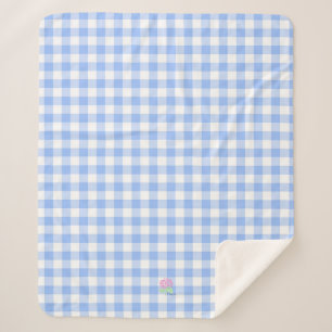 blue gingham sherpa blanket