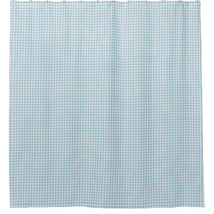 Blue gingham shower curtain