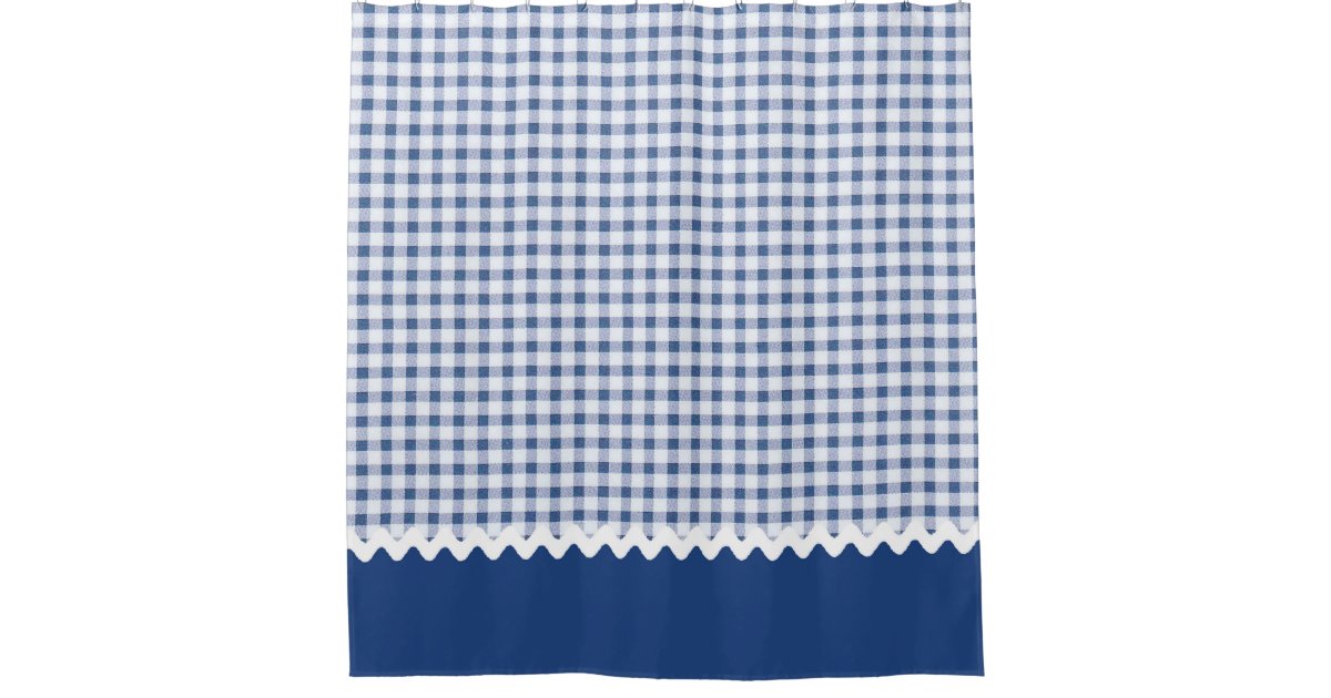 Blue Gingham Shower Curtain Zazzle Co Uk